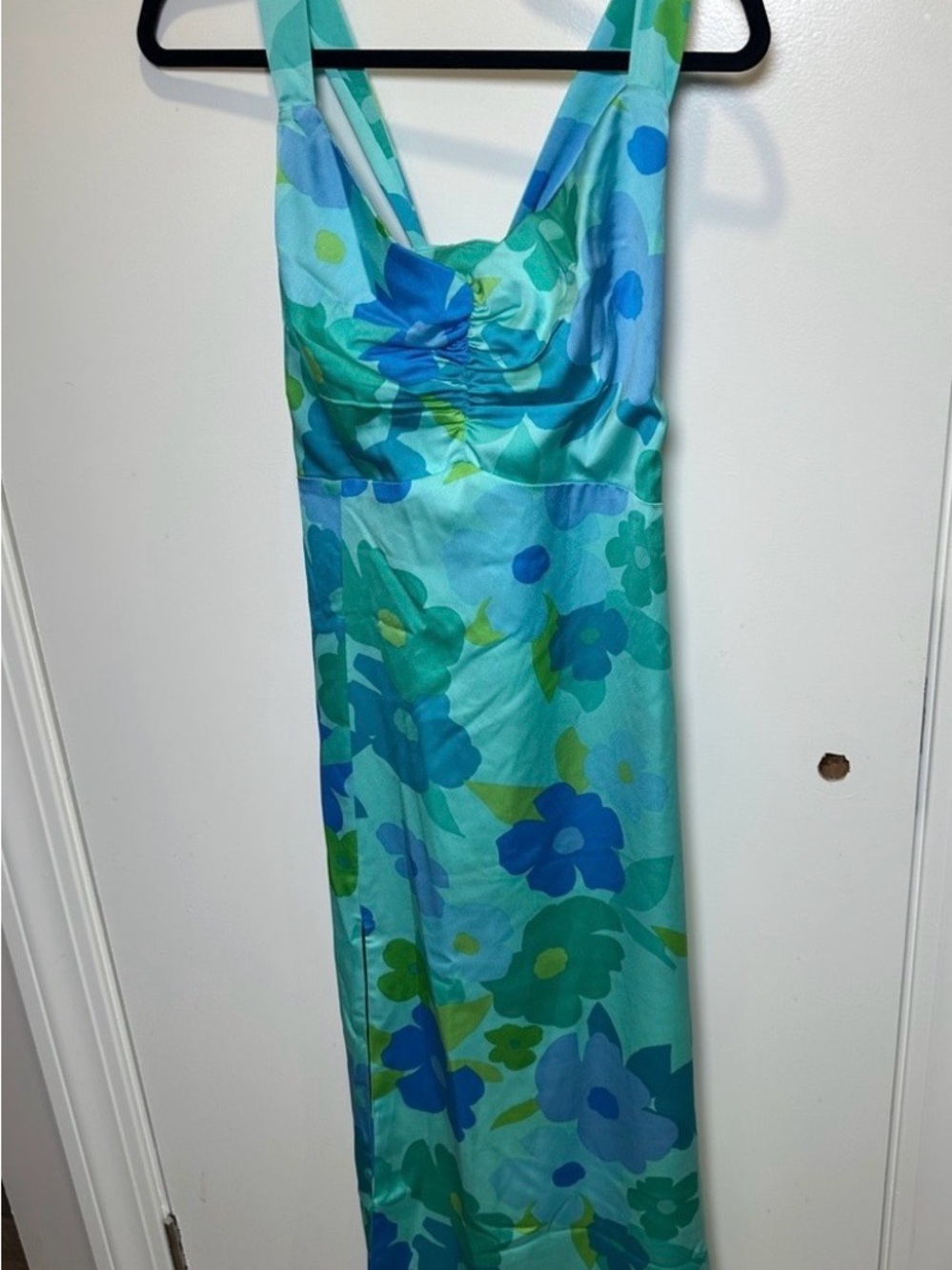 Show Me Your MuMu Aqua & Teal Mina Floral Midi Dress